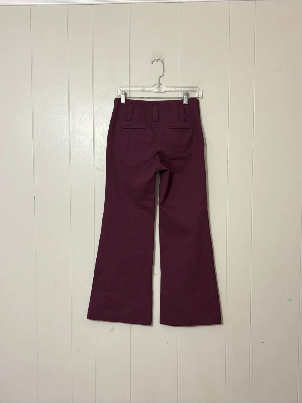 Anthropologie Maeve Naomi Ponte Wide Leg Pants Plum Pull On Petite 2P Flare - Picture 5 of 11